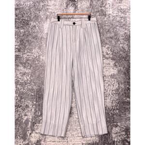 GANNI Pants 42 / US 10 Womens Gray Stripe Woven Tailored Relaxed Trouser